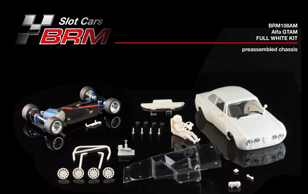 BRM108AM ALFA GTAM Full White Kit with new preassembled racing chassis