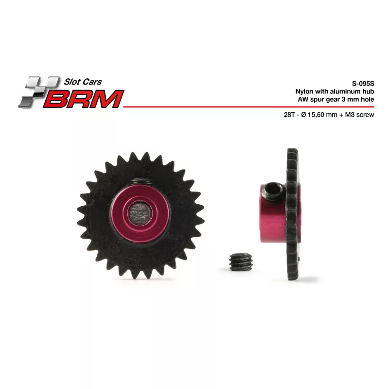 S-095S	Nylon AW gear 28 teeth 15,6 mm Ø with M3 screw (1x)