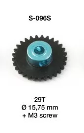 S-096S Nylon AW gear 29 teeth 15,75 mm Ø with M3 screw (1x) S-096S Nylon AW gear 29 teeth 15,75 mm Ø with M3 screw (1x)
