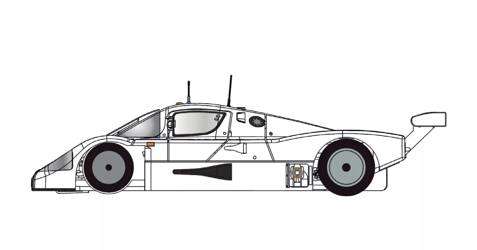 BRM192 Sauber C9 FULL WHITE KIT with new preassembled aluminum racing chassis
