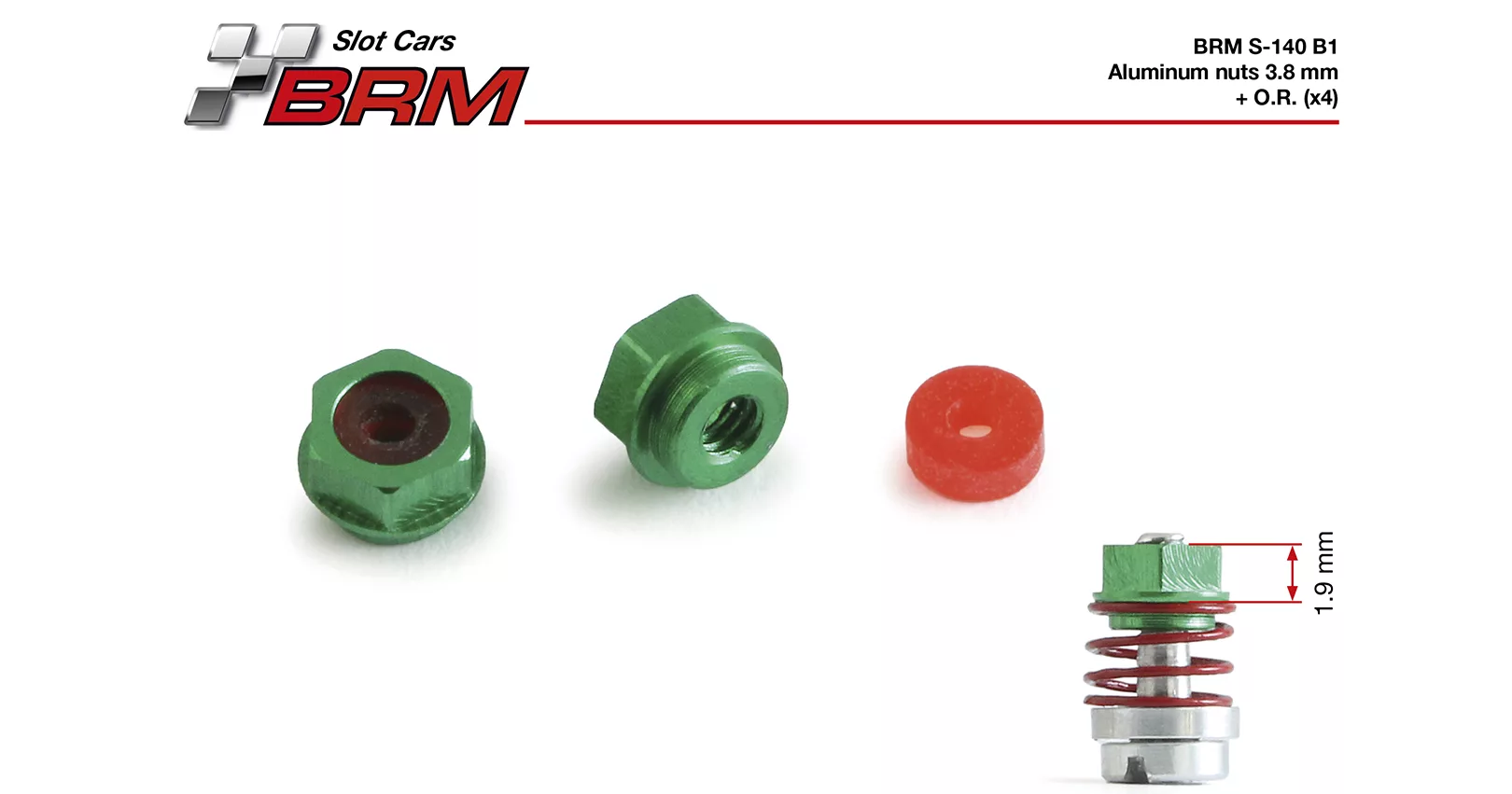 S-140B1 Aluminum nuts 3.8mm + O.R. (x4)