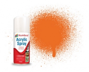 AD6018 Humbrol Spray Paint ORANGE 018, Gloss, (Acrylic)