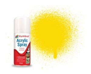 AD6069 Humbrol Spray Paint, GLOSS, Yellow, (Acrylic)