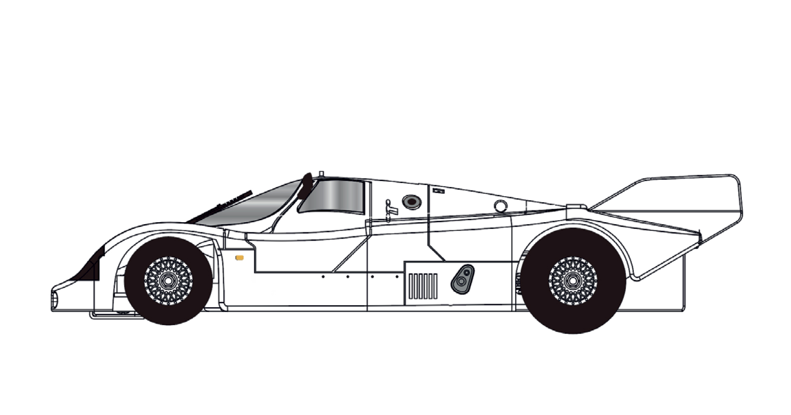 BRM190	Porsche 962C FULL WHITE KIT with new preassembled aluminum racing chassis