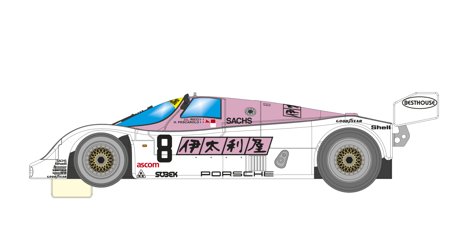 BRM200 Porsche 962CK Team Joest Racing GMBH #8 1000km Fuji 1989 New Aluminum Chassis