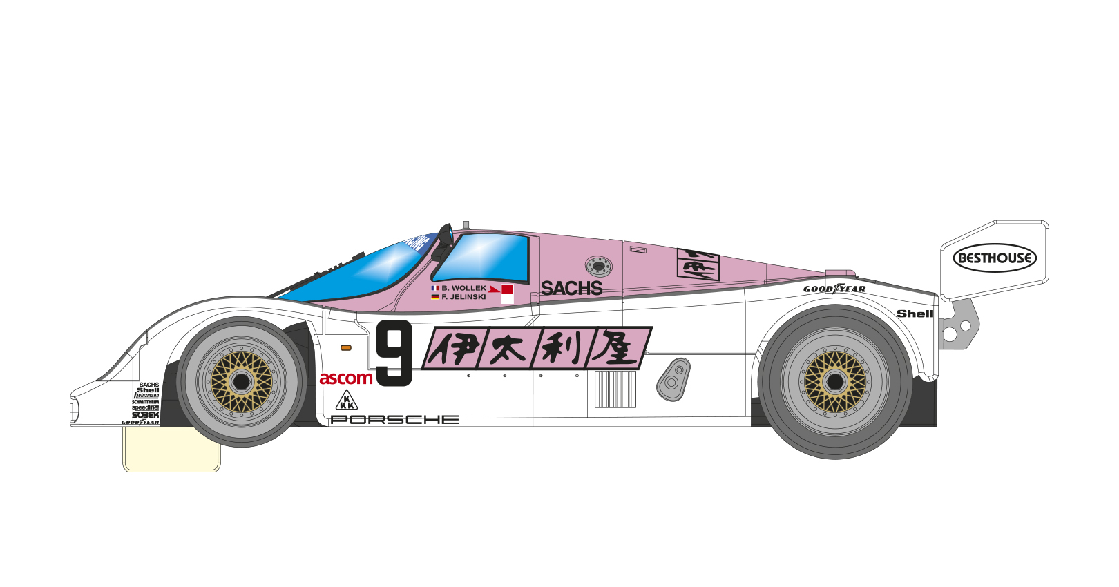 BRM201 Porsche 962CK Team Joest Racing GMBH #9 1000km. Fuji 1989 New Aluminum Chassis