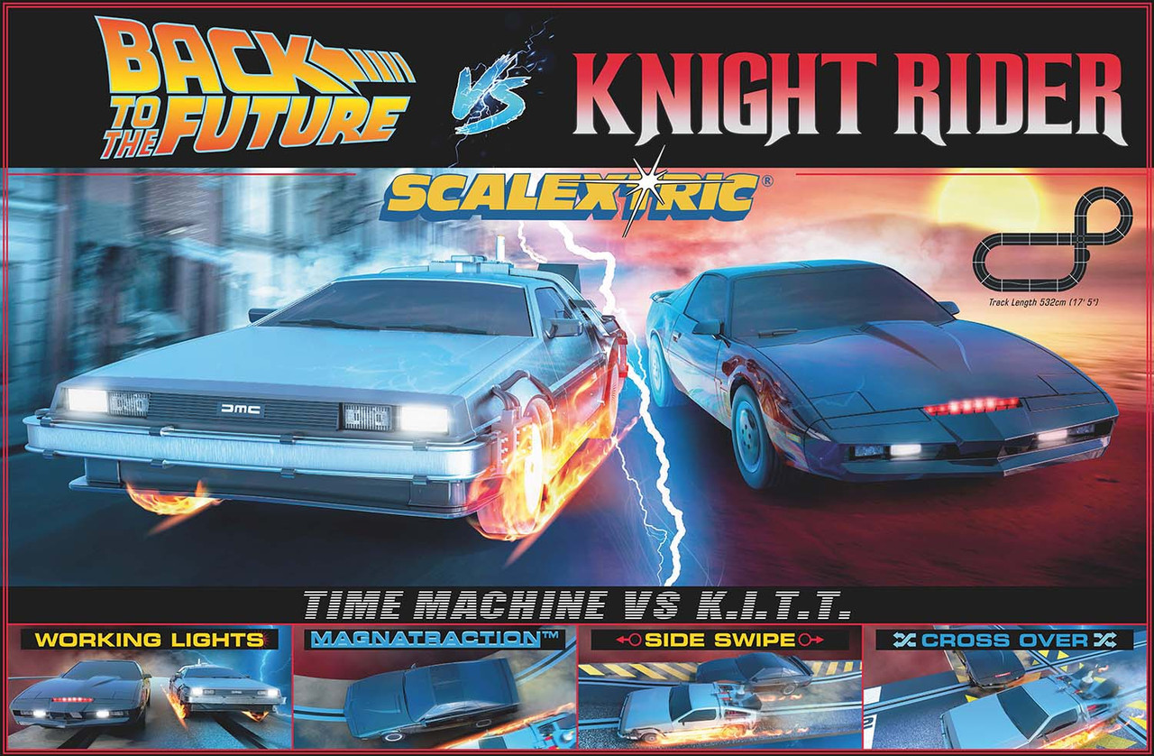 C1431T Scalextric 1980s TV - Back to the Future vs Knight Rider Race Set
