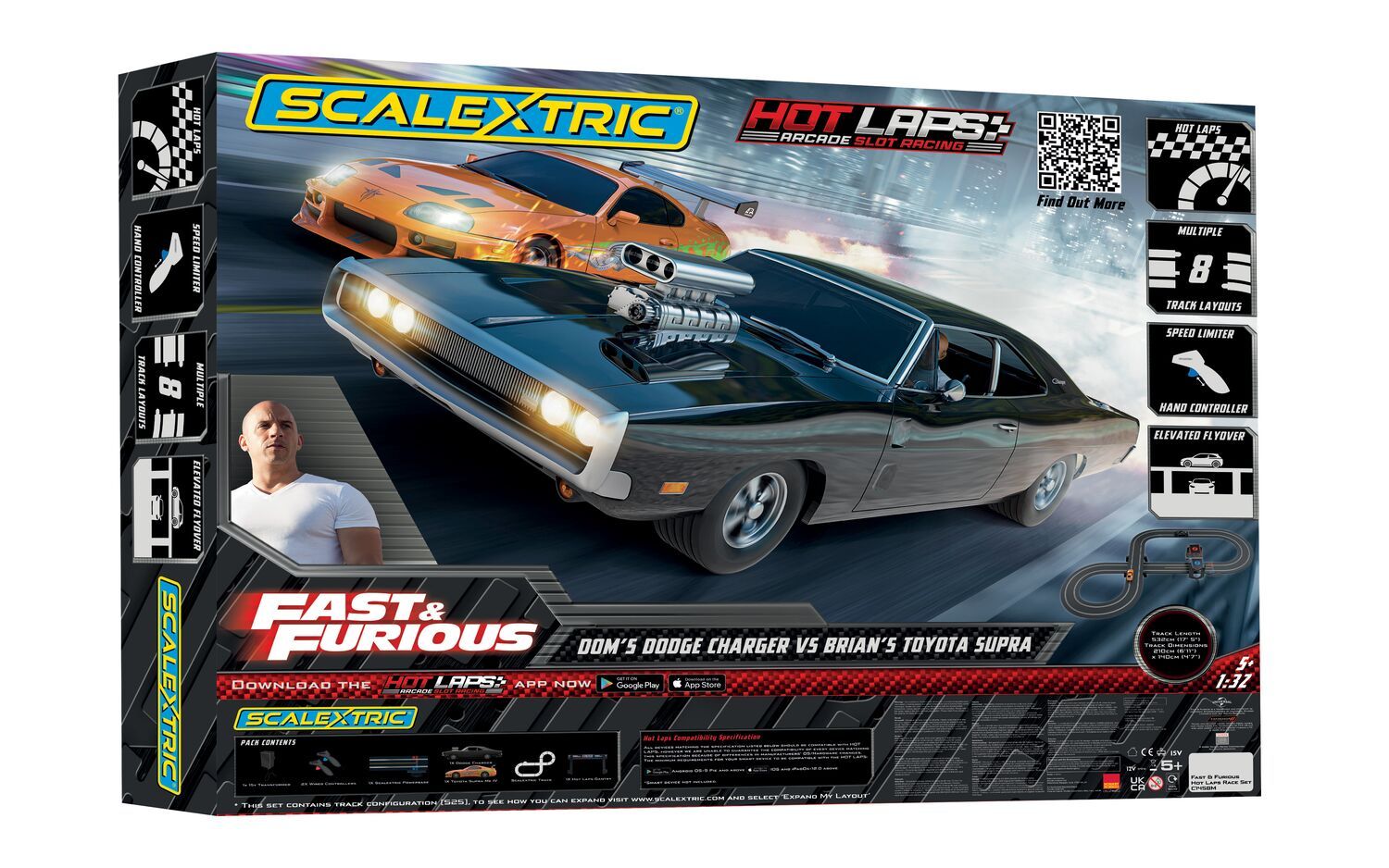 C1458T Scalextric Fast and Furious Hot Laps Race Set - US