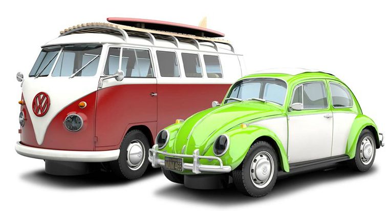 42-C3371A Sand & Surf VW Beetle and Camper Van   SOLD OUT!
