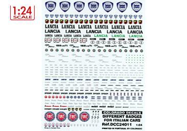 DCC-24011 1/24th scale badges for Italian Cars, decals.