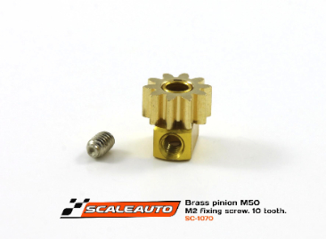 SC-1070 Brass pinion 10 tooth M50 for 2mm motor axle.