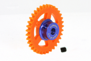SC-1155 Nylon Spur Gear 35t. dia 17.5mm, fits 3/32" axle, orange