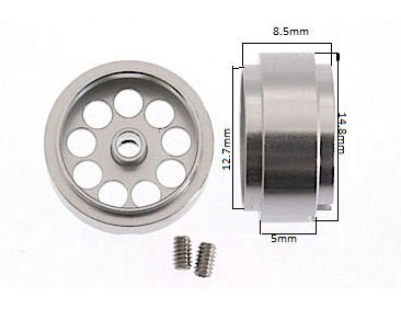 SC-4030F Hubless aluminum wheel 14.8 x 8.5 mm for 3/32 axle.
