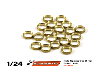 SC-8111D  Axle spacers 3mm X 1mm brass x 20.