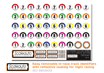 SC-MK003 Scaleauto lane stickers x 10 sheets.