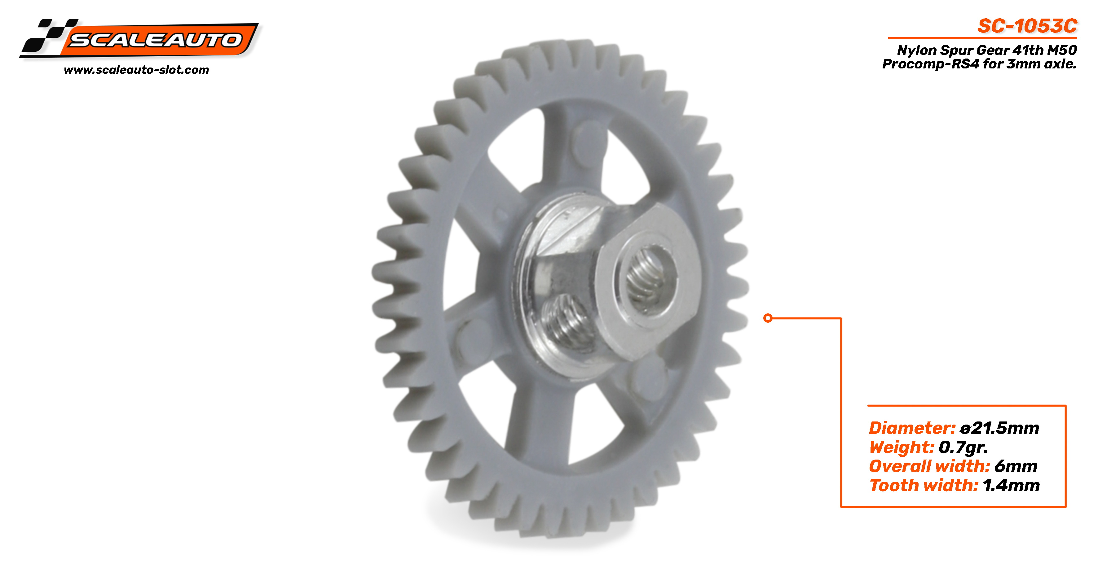 SC-1053C Nylon Spur gear 41 tooth for 3mm axle.