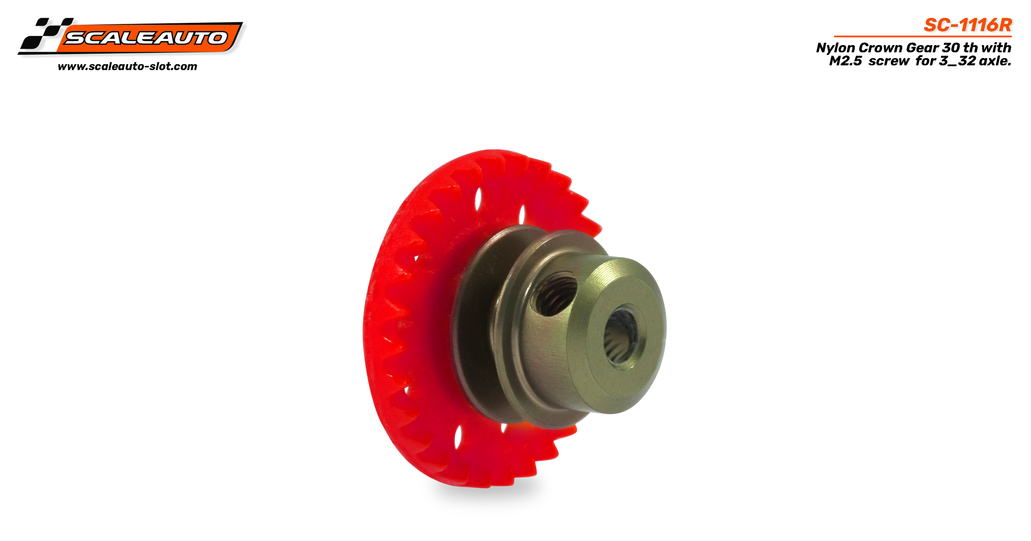 SC-1116R Scaleauto  Nylon Crown Gear 30 th with M2.5 screw for 3_32 axle.