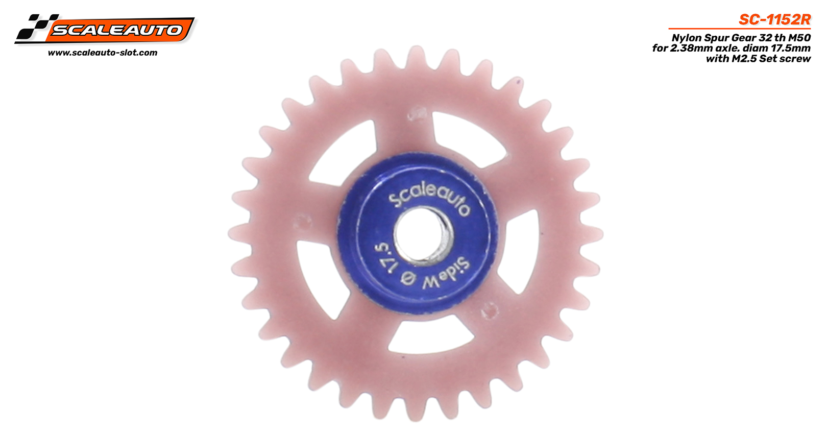 SC-1152R Nylon Spur Gear 32t. For 3/32" Axle M50. diameter 17.5mm