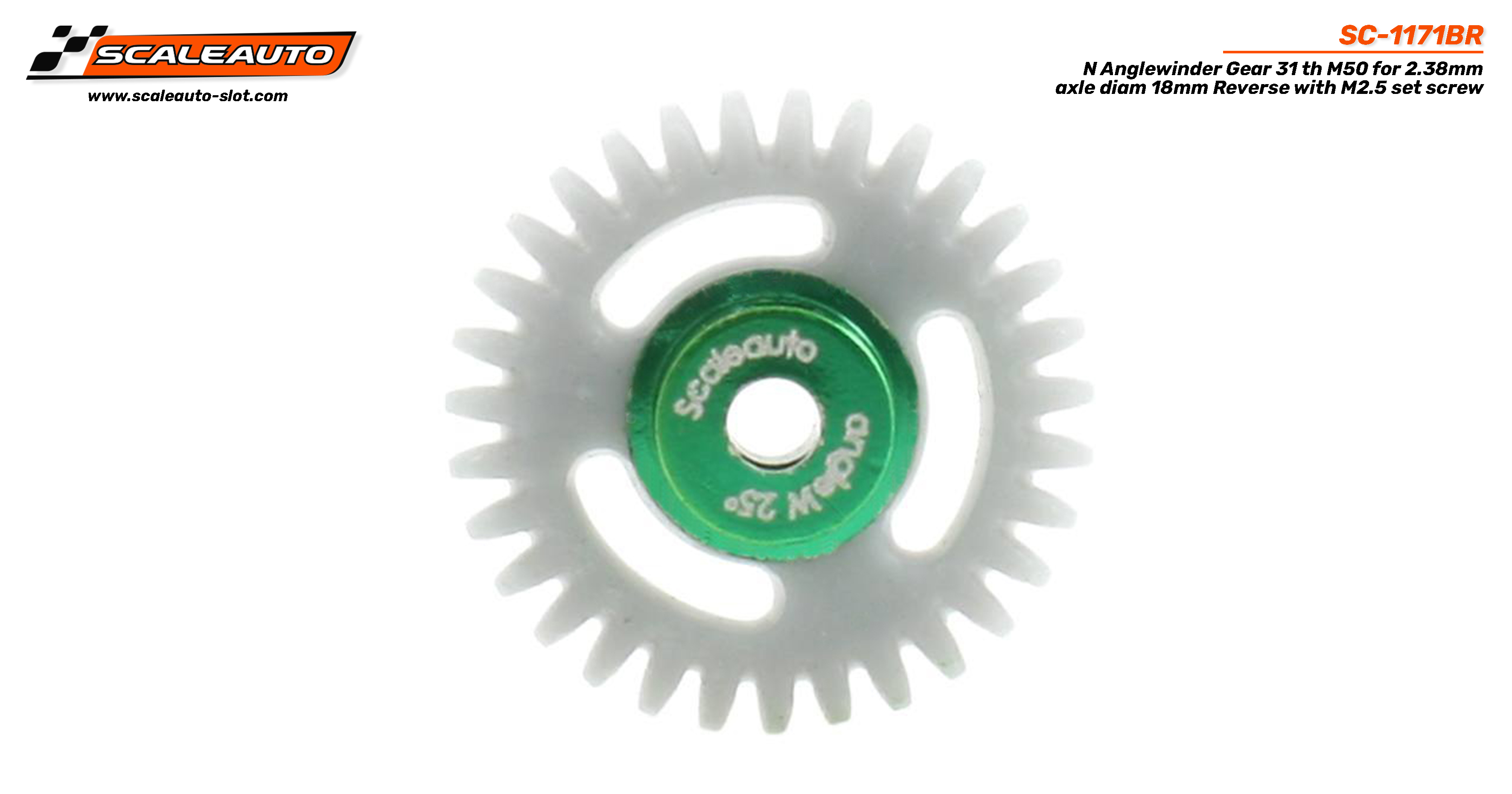 SC-1171BR N Anglewinder Gear 31 th M50 for 2.38mm axle diam 17mm Reverse with M2.5 set screw