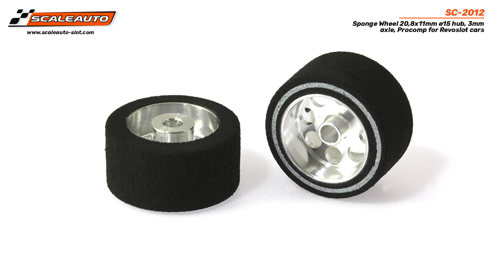 SC-2012 Sponge Wheel 20,5x11mm ø15 hub, 3mm axle, Procomp for Revoslot cars