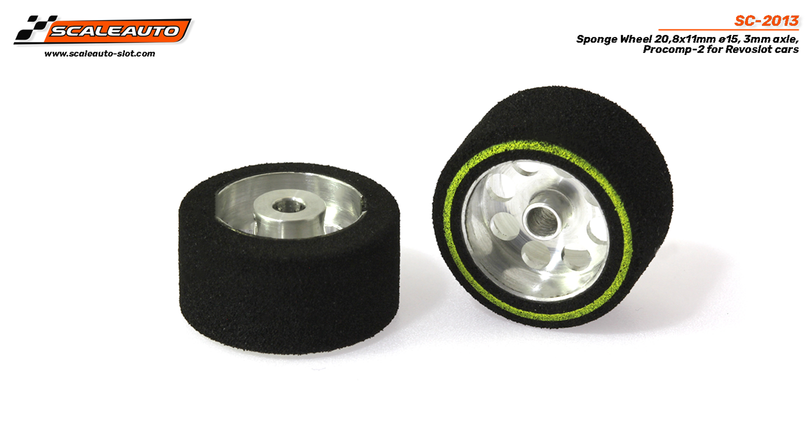 SC-2013 Sponge Wheel 20,5x11mm ø15 hub, 3mm axle, Procomp 2 for Revoslot cars