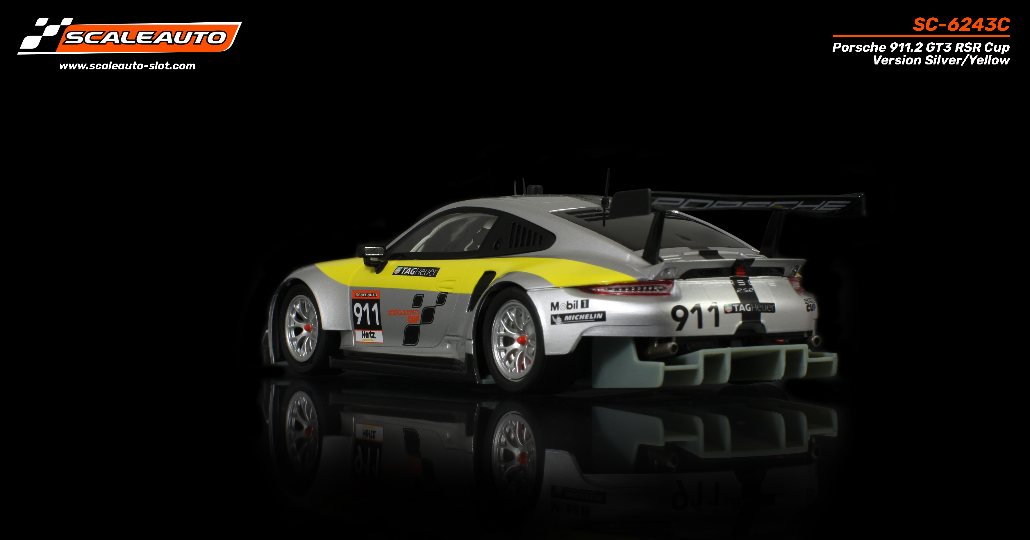 SC-6243C P 911.2 GT3 RSR Cup Version Silver/Yellow